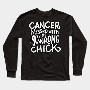 Lung Cancer Survivor Chemo Motivation White Ribbon Long Sleeve T-Shirt